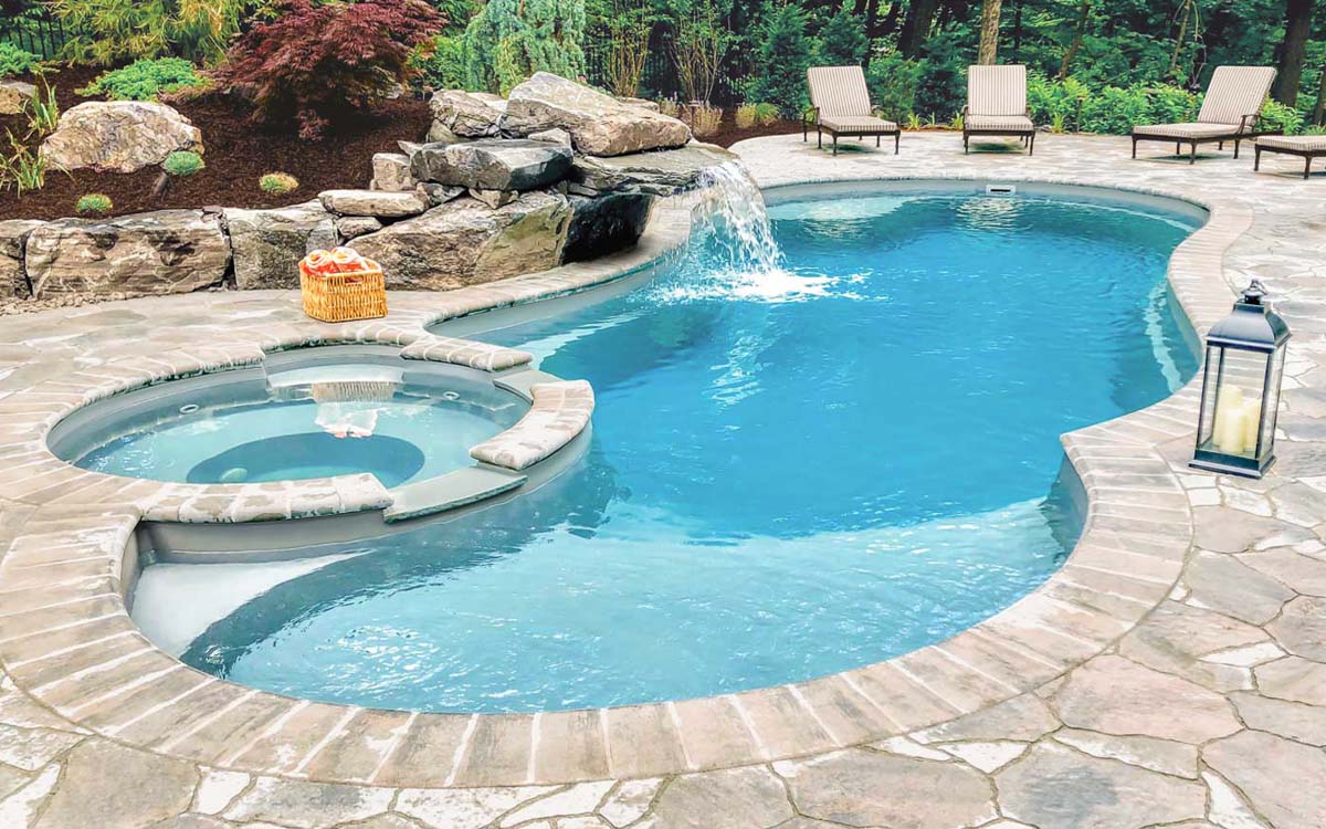 Beautiful pool with waterfall feature